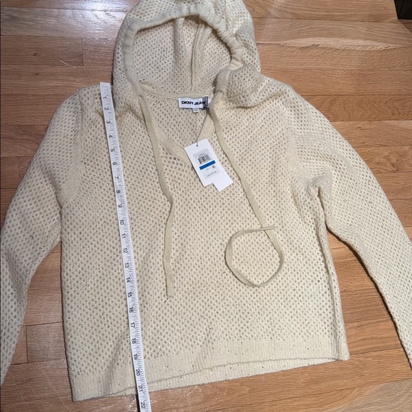 NWT DKNY Jeans Sequin Cream Hoodie - Size XL - Picture 6 of 8
